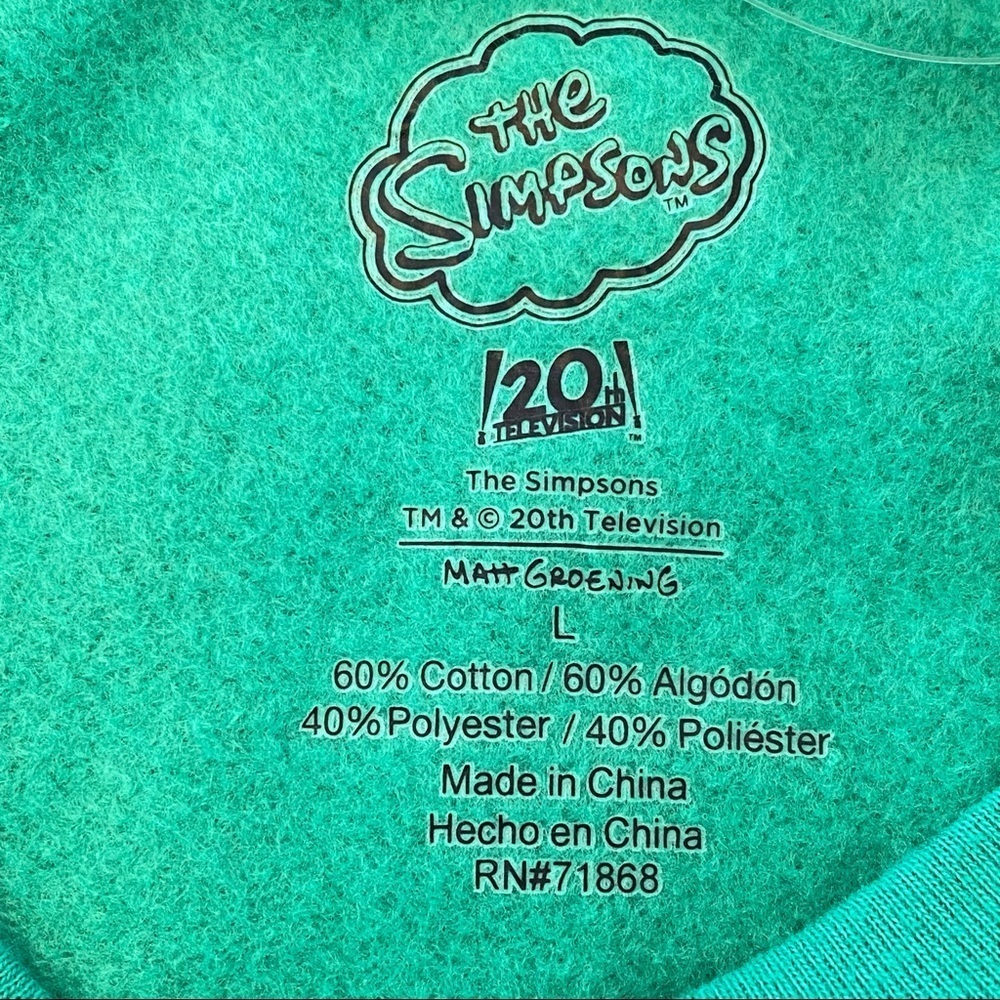 The Simpsons Christmas Xmas Santa Homer Simpson Cropped Crew Neck Green NWT - Picture 6 of 8